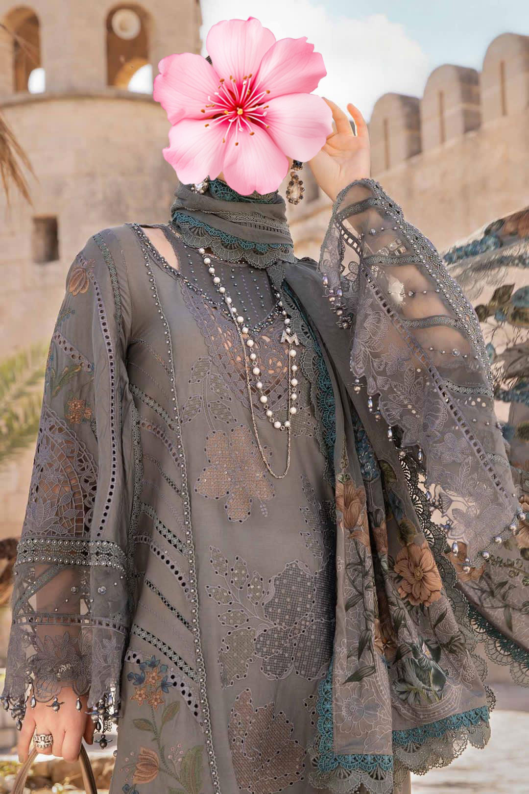 3pc Unstitched Fully Heavy Embroidered Lawn Suit